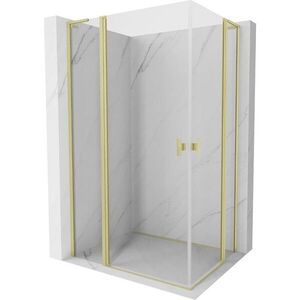 MEXEN/S - Mist L Duo sprchovací kút dvere krídlové 110 x 95, transparent, zlato kartáčovaná 8A4L-110-095-55-00 vyobraziť