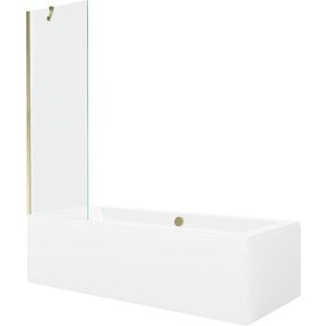 MEXEN/S - Cube obdĺžniková vaňa 180 x 80 cm s panelom + vaňová zástena 60, transparent, zlatá 550518080X9506000050 vyobraziť