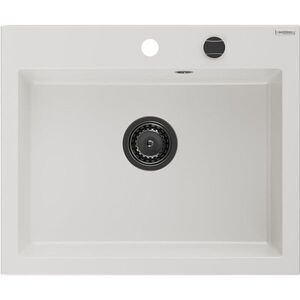 MEXEN/S - Elix granitový drez 1-miska 600 x 500 mm, biela, sifón čierna 6525601005-20-B vyobraziť