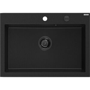 MEXEN/S - Elix granitový drez 1-miska 700 x 500 mm, čierna, sifón čierna 6526701005-77-B vyobraziť