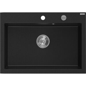 MEXEN - Elix granitový drez 1-miska 700 x 500 mm, čierna, sifón chróm 6526701005-77 vyobraziť