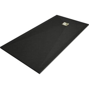 MEXEN/S - Stone+ obdĺžniková sprchová vanička 180 x 90, čierna, mriežka zlatá 44709018-G vyobraziť