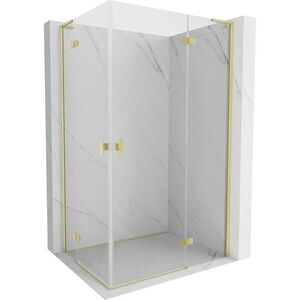 MEXEN/S - Mist-H L Duo sprchovací kút dvere krídlové 90 x 95, transparent, zlato kartáčovaná 8A5L-090L-095P-55-00 vyobraziť