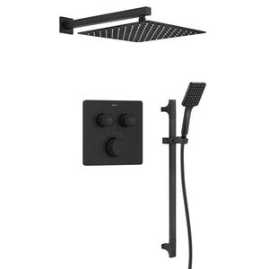 SAPHO - SMART SELECT sprchový set s termostatickou batériou, 2 výstupy, posuvný držiak sprchy, čierna mat RP042B-02 vyobraziť