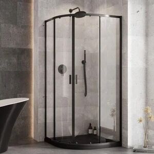 BESCO - Set kút ZARYA BLACK + vanička AXIM STONE EFFECT - FARBA rámu - Čierna, Rozmer A - 90 cm, Rozmer B - 90 cm, Výplň - Číre bezpečnostné sklo - 5 mm BCZBAXS90190 vyobraziť