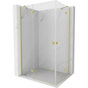 MEXEN/S - Mist H Duo sprchovací kút dvere krídlové 105 x 80, transparent, zlato kartáčovaná 8A5-105L-080P-55-00 vyobraziť