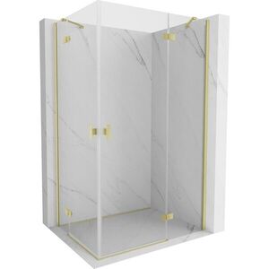 MEXEN/S - Mist H Duo sprchovací kút dvere krídlové 105 x 120, transparent, zlato kartáčovaná 8A5-105L-120P-55-00 vyobraziť