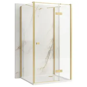 REA/S - Sprchovací kút Atlas 90x80 Brush Gold vpravo KPL-K4771 vyobraziť
