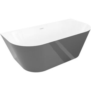 MEXEN/S - Oval Slim voľne stojaca vaňa nástenná 170 x 80, biela/sivá, sifón a prepad biela 52661708062-20 vyobraziť