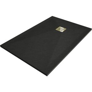 MEXEN/S - Stone+ obdĺžniková sprchová vanička 80 x 70, čierna, mriežka zlatá 44707080-G vyobraziť