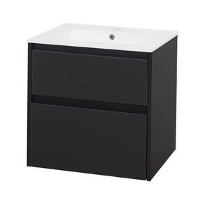 Mereo Opto, kúpeľňová skrinka s keramickým umývadlom 61 cm, čierna CN940 vyobraziť