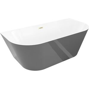 MEXEN/S - Oval Sim voľne stojaca vaňa nástenná 170 x 80, biela/sivá, sifón a prepad zlatá kartáčovaná 52661708062-55 vyobraziť