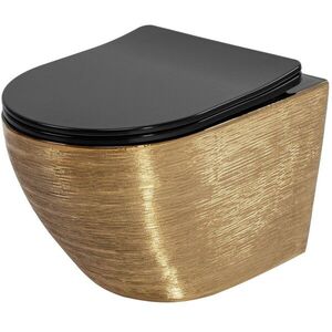 REA - Závesná WC misa Carlo Mini Tornado Black Brush Gold REA-C4330 vyobraziť