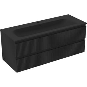 MEXEN/S - Rivel kúpeľňová skrinka 120 cm s umývadlom Vela, 2 zásuvky, reliéf, čierna mat 91A20-12047-2-BFF71-W23M71 vyobraziť