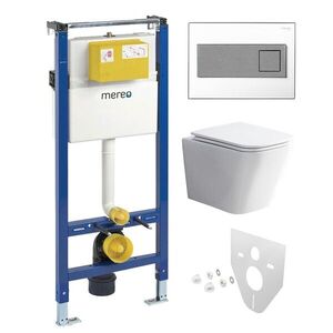 Mereo WC set - Rimless WC hranaté, modul pre sadrokartón, hranaté tlačidlo biela/chróm MM02NSETRS330 vyobraziť