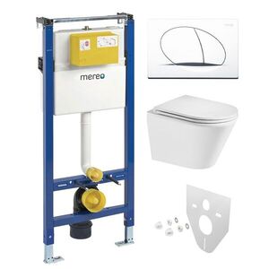 Mereo WC set - Smart flush rimless WC oblé, modul pre sadrokartón, biele oválne tlačidlo MM02NSETRT510 vyobraziť