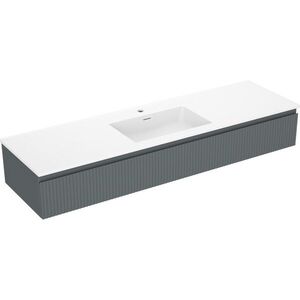 MEXEN/S - Rivel kúpeľňová skrinka 160 cm s umývadlom Otis, 1 šuplík, reliéf, grafit mat/biela mat - 91A20-16023-1-BF66-W18M0 91A20-16023-1-BF66-W18M01 vyobraziť