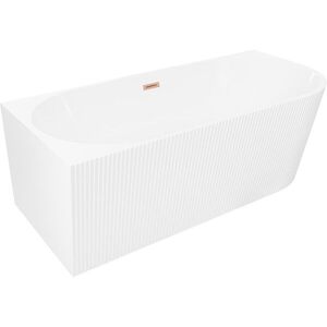 MEXEN/S - Silo voľne stojaca rohová vaňa ľavá reliéf 150 x 75, biela, sifón a prepad meď kartáčovaná 52891507500L-65 vyobraziť
