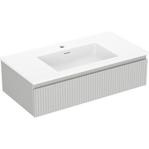 MEXEN/S - Rivel kúpeľňová skrinka 90 cm s umývadlom Otis, 1 šuplík, reliéf, šedá mat/biela mat 91A20-09023-1-BF62-W18M01 vyobraziť