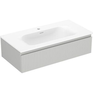 MEXEN/S - Rivel kúpeľňová skrinka 90 cm s umývadlom Vela, 1 šuplík, reliéf, šedá mat/biela mat 91A20-09023-1-BF62-W23M01 vyobraziť