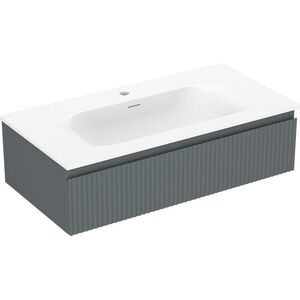 MEXEN/S - Rivel kúpeľňová skrinka 90 cm s umývadlom Vela, 1 šuplík, reliéf, grafit mat/biela mat 91A20-09023-1-BF66-W23M01 vyobraziť