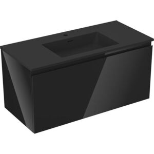 MEXEN/S - Orio kúpeľňová skrinka 100 cm s umývadlom Otis, 1 šuplík, čierna lesk/čierna mat 91A10-10047-1-BF70-W18M71 vyobraziť