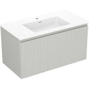 MEXEN/S - Rivel kúpeľňová skrinka 90 cm s umývadlom Otis, 1 šuplík, reliéf, šedá mat/biela mat 91A20-09047-1-BF62-W18M01 vyobraziť