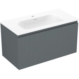 MEXEN/S - Rivel kúpeľňová skrinka 90 cm s umývadlom Vela, 1 šuplík, reliéf, grafit mat/biela mat 91A20-09047-1-BF66-W23M01 vyobraziť
