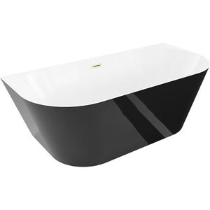 MEXEN/S - Oval Slim voľne stojaca vaňa nástenná 170 x 80, biela/čierna, sifón a prepad zlatá kartáčovaná 52661708075-55 vyobraziť