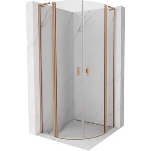 MEXEN/S - Mist L sprchový kút štvrťkruh, krídlové 80 x 80, transparent, meď kartáčovaná 8A32L-080-080-65-00 vyobraziť