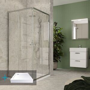 Mereo Kora Lite sprchový set: sprchovací kút 80x80x185cm, chróm ALU, sklo číre, 80 cm, vanička, sifón CK34133ZH vyobraziť
