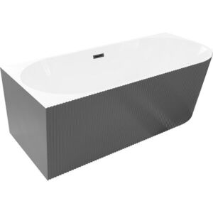MEXEN/S - Silo voľne stojaca rohová vaňa ľavá reliéf 170 x 80, biela/sivá, sifón a prepad čierna 52891708062L-70 vyobraziť