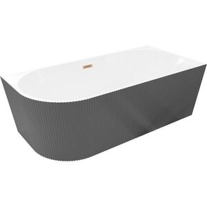 MEXEN/S - Silo voľne stojaca rohová vaňa pravá reliéf 170 x 80, biela/sivá, sifón a prepad meď kartáčovaná 52891708062P-65 vyobraziť