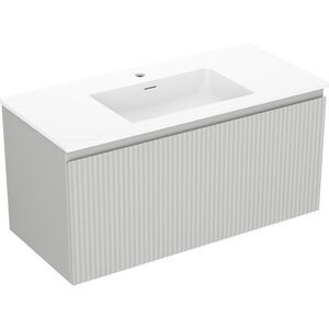 MEXEN/S - Rivel kúpeľňová skrinka 100 cm s umývadlom Otis, 1 šuplík, reliéf, šedá mat/biela mat 91A20-10047-1-BF62-W18M01 vyobraziť