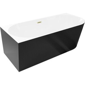 MEXEN/S - Silo voľne stojaca rohová vaňa ľavá reliéf 170 x 80, biela/čierna, sifón a prepad zlatá kartáčovaná 52891708075L-55 vyobraziť
