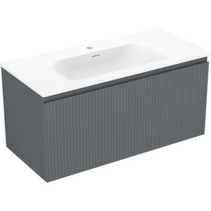 MEXEN/S - Rivel kúpeľňová skrinka 100 cm s umývadlom Vela, 1 šuplík, reliéf, grafit mat/biela mat 91A20-10047-1-BF66-W23M01 vyobraziť