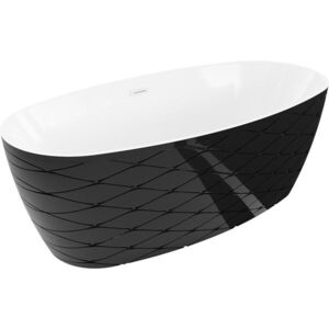 MEXEN/S - Olea voľne stojaca vaňa vzor 170 x 80, biela/čierna, sifón a prepad biela 52821708075-20 vyobraziť