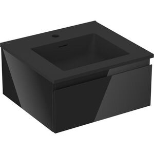 MEXEN/S - Orio kúpeľňová skrinka 50 cm s umývadlom Otis, 1 šuplík, čierna lesk/čierna mat 91A10-05023-1-BF70-W18M71 vyobraziť