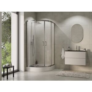 BESCO - Štvrťkruhový sprchovací kút MODERN CHROM 190 - Farba rámu - Chróm / Leštený hliník (ALU), Rozmer A - 90, Rozmer B - 90, Rozmer C - 190, Smer zatvárania - Univerzálne Ľavé / Pravé, Výplň - Fume bezpečnostné sklo - 6 mm (BO290CT vyobraziť