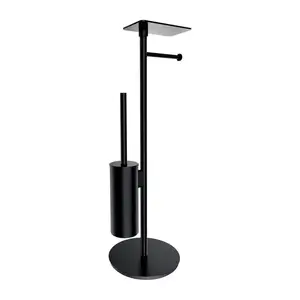 OMNIRES - MODERN PROJECT stojan na toaletný papier a toaletnú štetku s policou, čierny mat MP60820BL vyobraziť