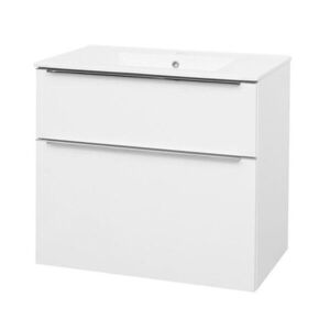 Mereo Mailo, kúpeľňová skrinka s keramickým umývadlom 81 cm, biela, elox AL madlo CN511A vyobraziť