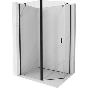 MEXEN/S - Mistsprchovací kút päťboký krídlový asymetrický 100 x 90, transparent, čierna 8A8-100-090-70-00 vyobraziť