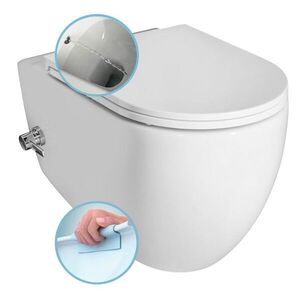 ISVEA - INFINITY CLEANWASH závesná WC misa, integrovaná batéria a bidetová spŕška, Rimless, 36, 5x53cm, biela 10NFS9217I vyobraziť