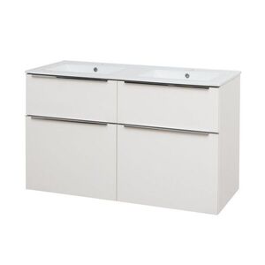 Mereo Mailo, kúpeľňová skrinka s keramickým umývadlom 121 cm, biela, elox AL madlo CN513A vyobraziť