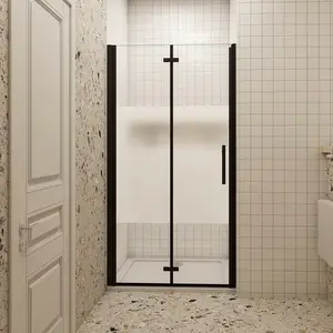 H K - Sprchové dvere MELODY BLACK LINE B8 110 zalamovacie, 110–112 × 195 SE-MBLINEB8110SET vyobraziť