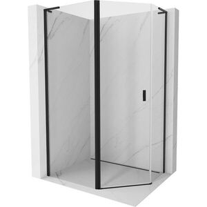 MEXEN/S - Mist Lsprchovací kút päťboký krídlový asymetrický 90 x 80, transparent, čierna 8A8L-090-080-70-00 vyobraziť