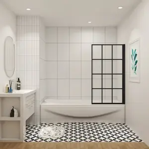 H K - Vaňová zástena V1 BLACK GRID 80 × 140 – otočná, čierny rám, L/P variant V1BG-80 vyobraziť