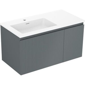MEXEN/S - Rivel kúpeľňová skrinka 90 cm s umývadlom Otis ľavá, 1S, 1D, reliéf, grafit mat/biela mat 91A23-09047-3-BBFF66-W18L01 vyobraziť