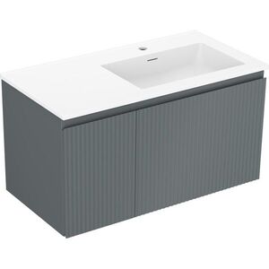 MEXEN/S - Rivel kúpeľňová skrinka 90 cm s umývadlom Otis pravá, 1S, 1D, reliéf, grafit mat/biela mat 91A23-09047-3-BBFF66-W18P01 vyobraziť