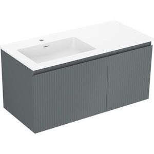 MEXEN/S - Rivel kúpeľňová skrinka 100 cm s umývadlom Otis ľavá, 1S, 1D, reliéf, grafit mat/biela mat 91A23-10047-3-BBFF66-W18L01 vyobraziť